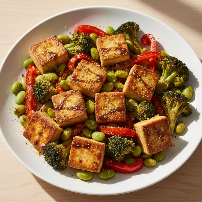Pan-Seared Tofu with Roasted Vegetables