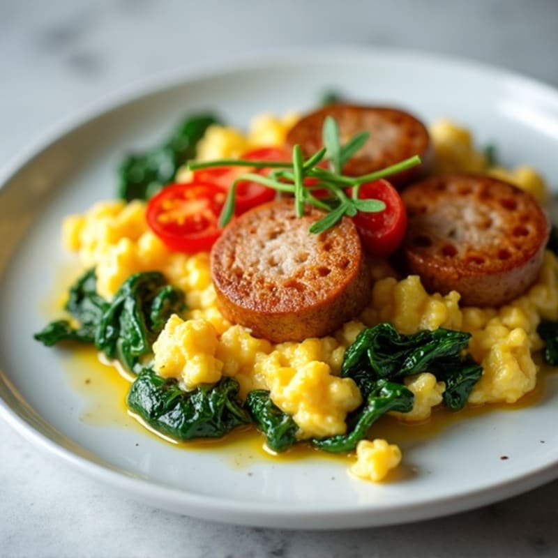 Egg White and Turkey Sausage Scramble with Spinach