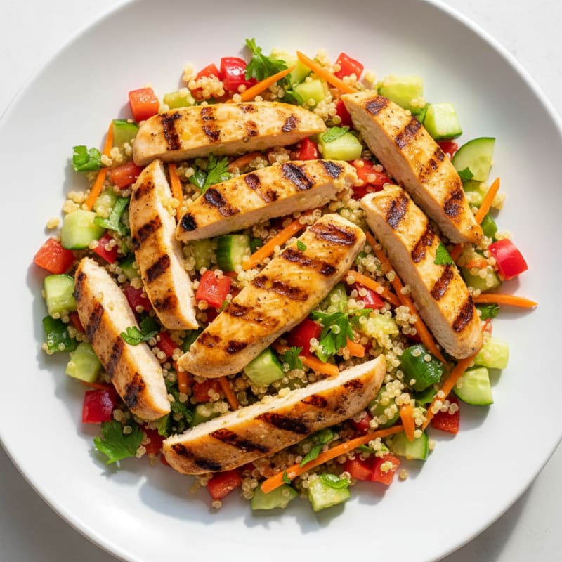 Grilled Chicken and Quinoa Salad with Crunchy Vegetables