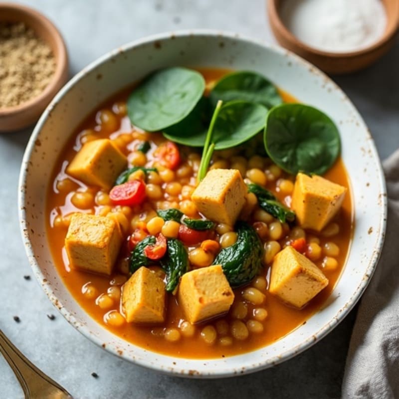 Creamy Coconut Lentil Curry with Fresh Spinach