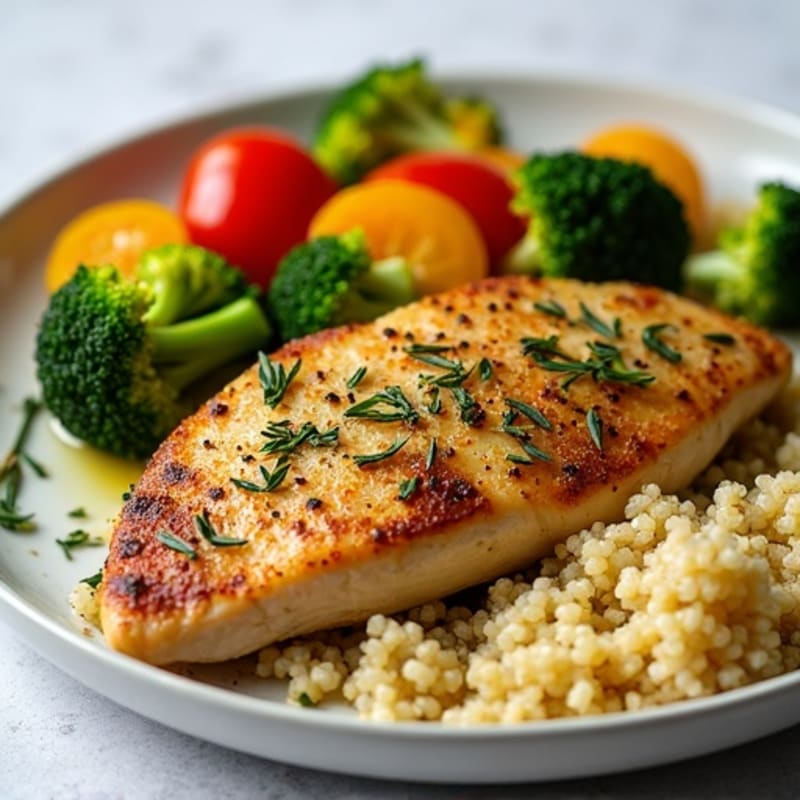 Herb-Crusted Pan Seared Chicken with Roasted Vegetables