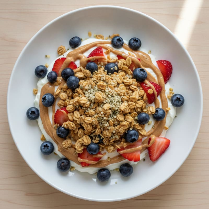 Creamy Greek Yogurt Parfait with Almond Butter and Berries