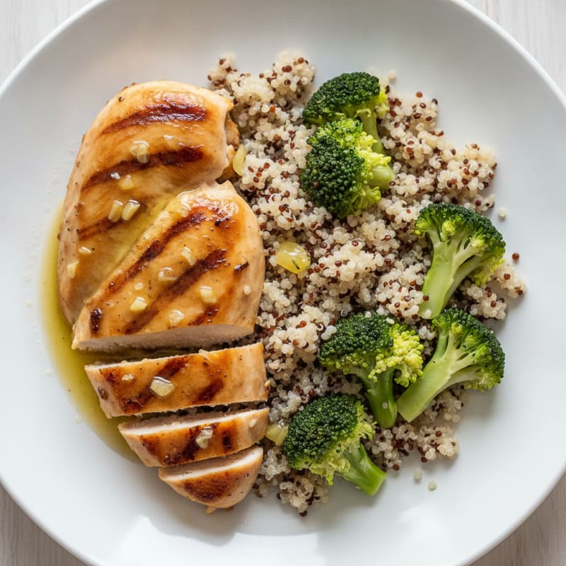 Grilled Chicken Breast with Quinoa and Steamed Broccoli