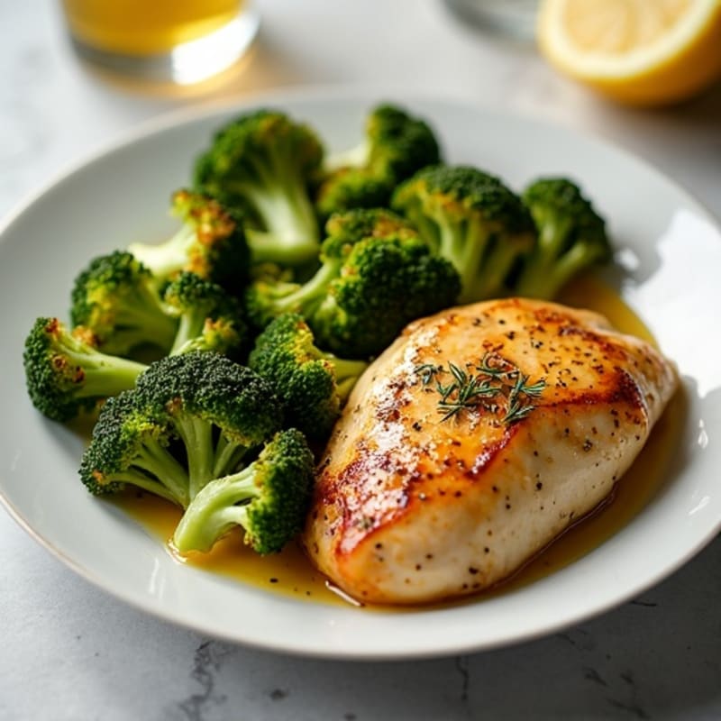 Lemon Herb Roasted Chicken with Crispy Roasted Broccoli