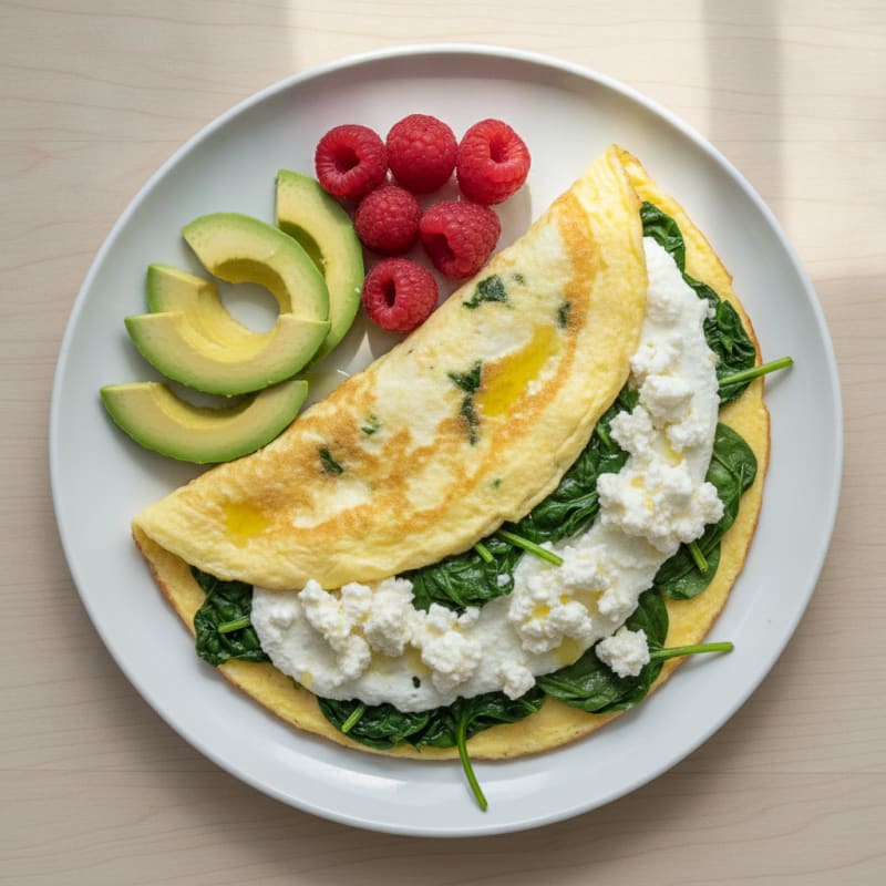 Egg White Spinach Omelette with Cottage Cheese