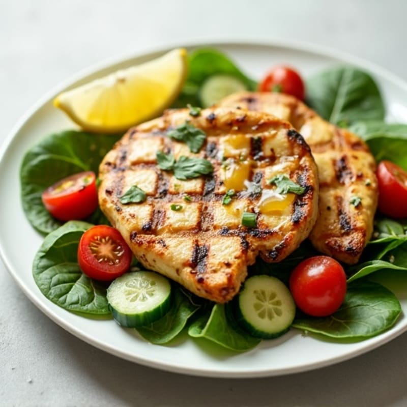 Grilled Chicken Spinach Salad with Lemon Vinaigrette