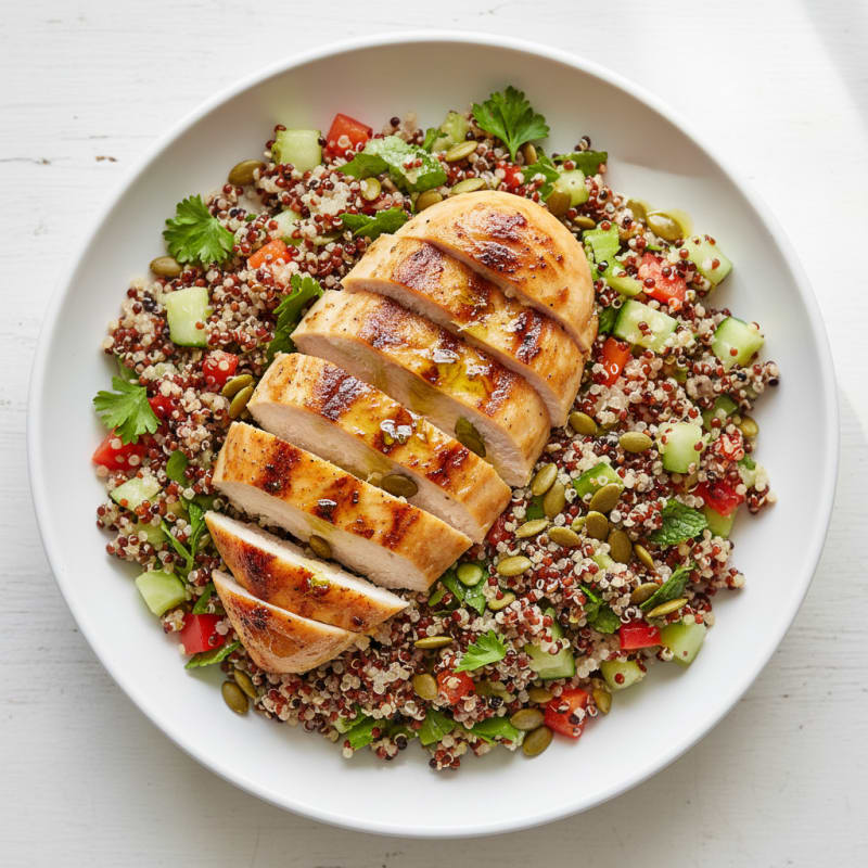 Grilled Chicken Breast with Crunchy Quinoa Salad