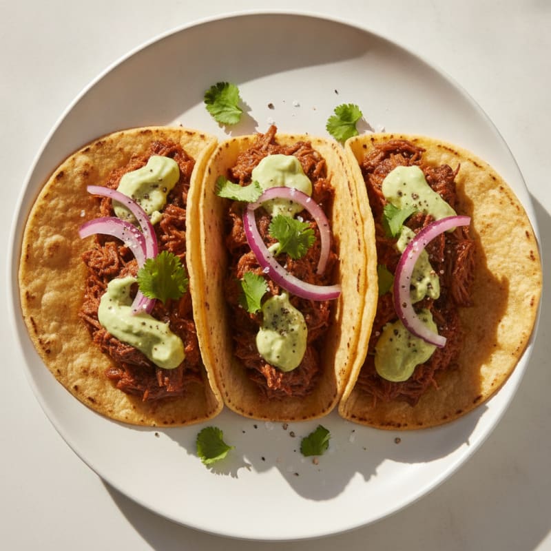 Birria Beef Tacos with Avocado Crema