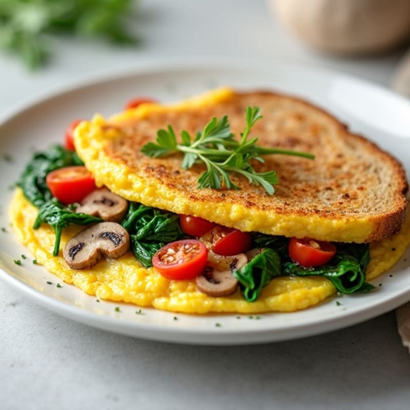 Fluffy Egg White Omelet with Fresh Herbs and Sautéed Vegetables