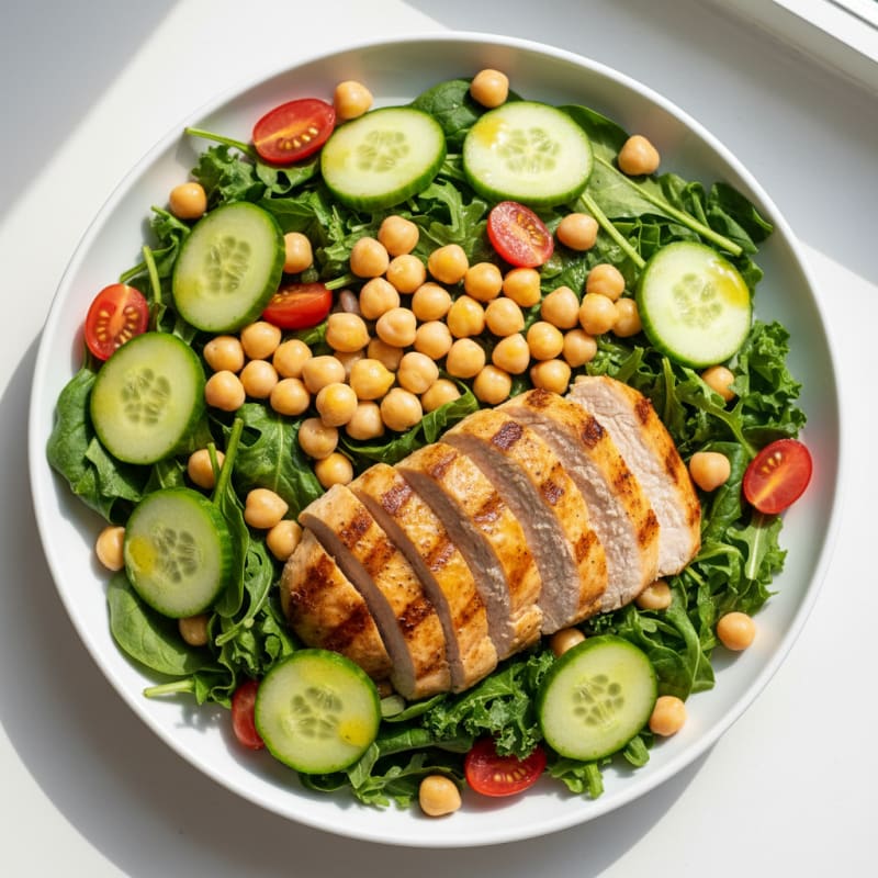 Grilled Turkey Breast Salad with Chickpeas and Lemon Vinaigrette