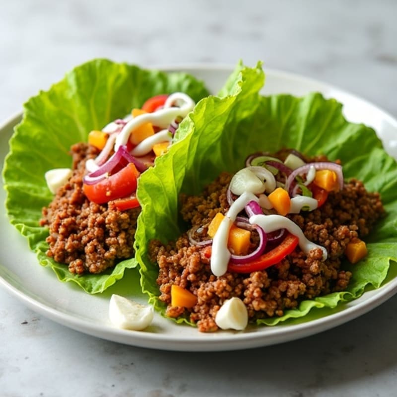 Crispy Lean Ground Beef Lettuce Wraps with Tangy Sauce