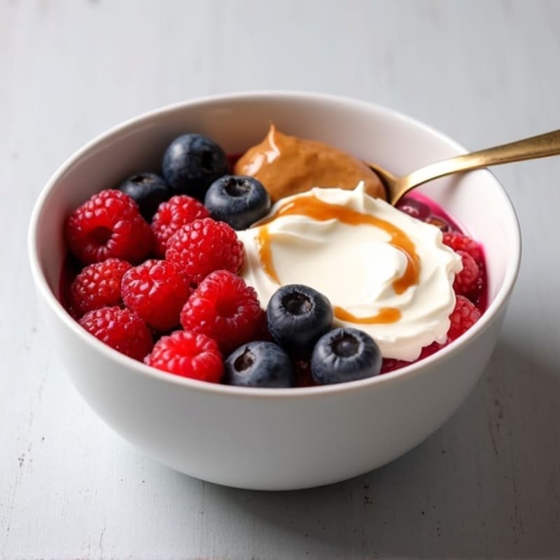 Greek Yogurt Protein Bowl with Mixed Berries and Almond Butter