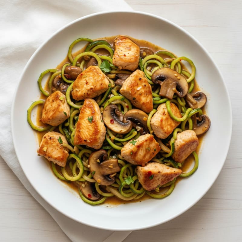 Chicken and Mushroom Zucchini Stir-Fry