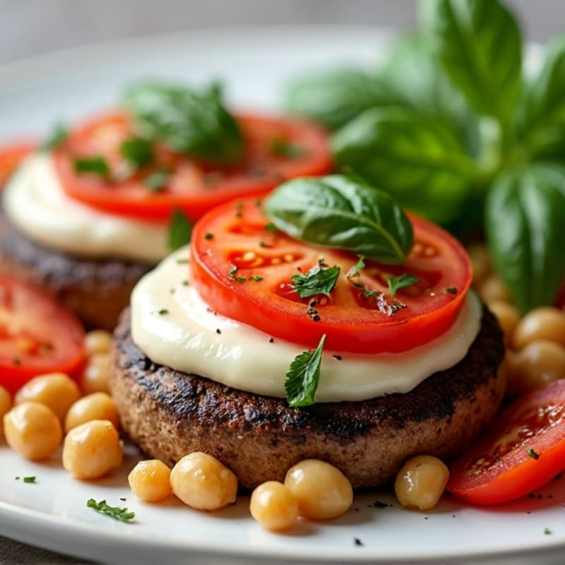 Roasted Portobello Caps with Fresh Tomato, Basil, and Melted Mozzarella