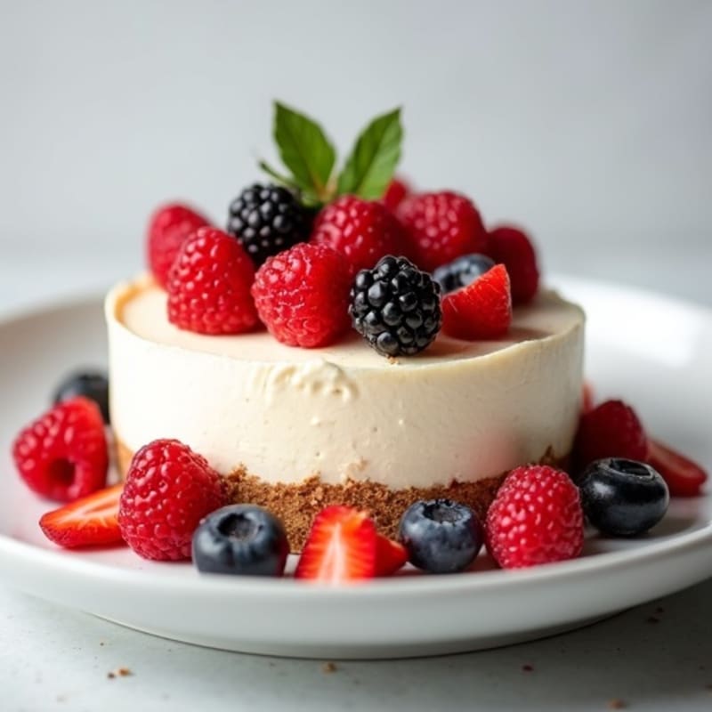 Greek Yogurt Protein Cheesecake with Fresh Berries