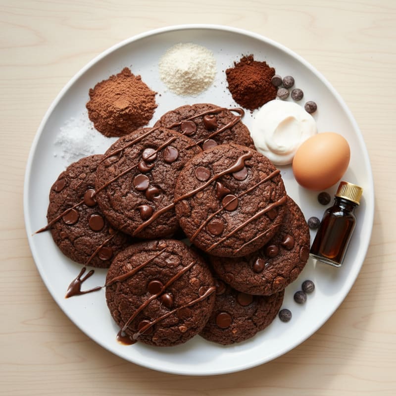 Chewy Double Chocolate Protein Cookies