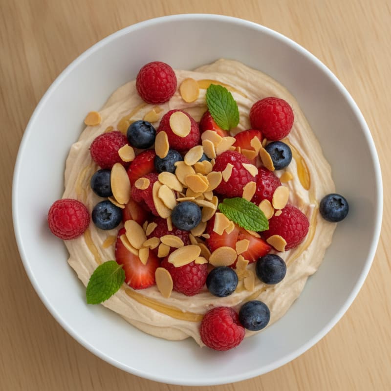 Greek Yogurt Protein Parfait with Berries and Almonds