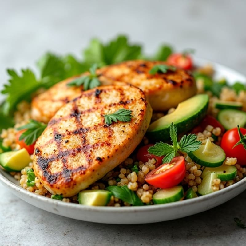 Grilled Chicken Breast with Crunchy Quinoa Salad