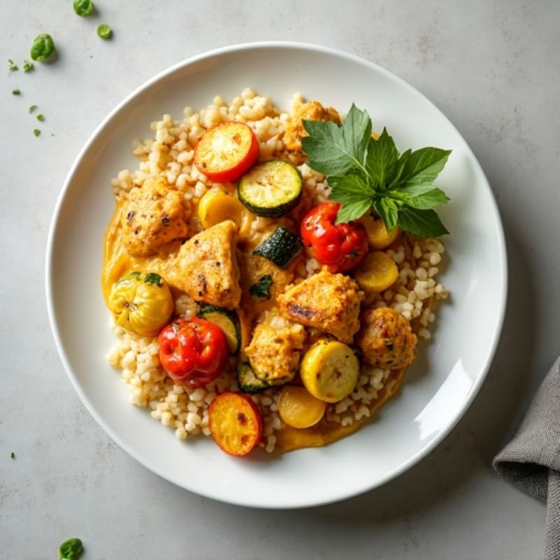 Creamy Coconut Chicken Curry with Roasted Vegetables