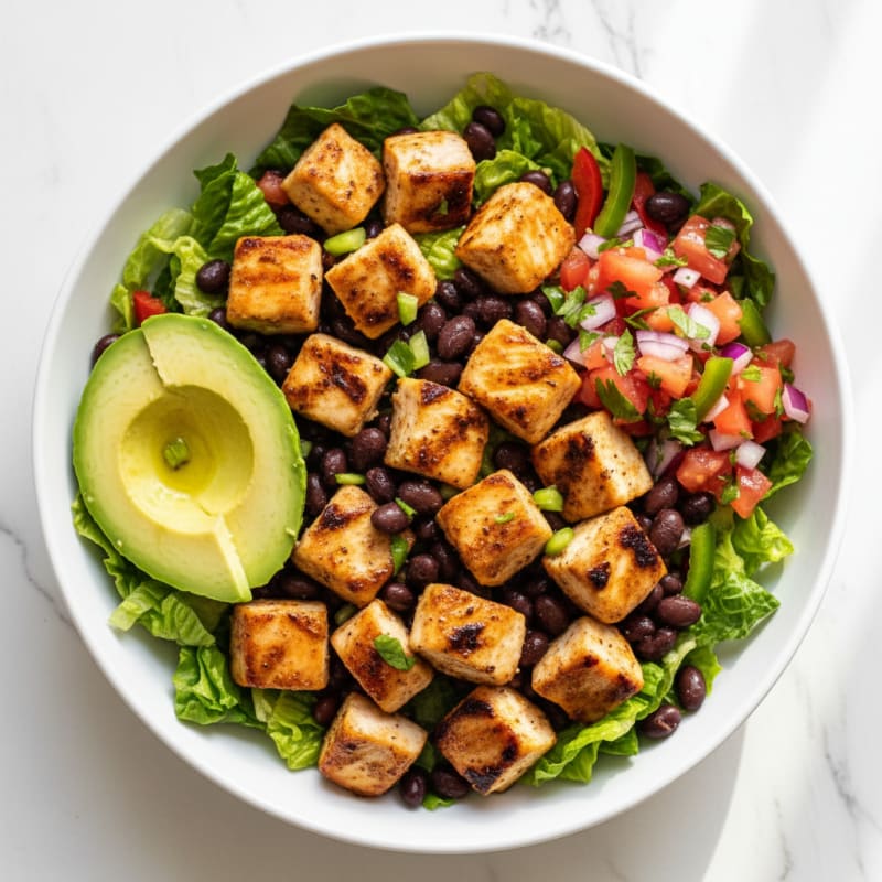Grilled Chicken Taco Bowl with Black Beans and Salsa