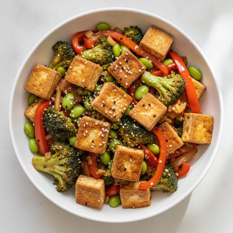 Sesame Tofu Stir-Fry with Mixed Vegetables