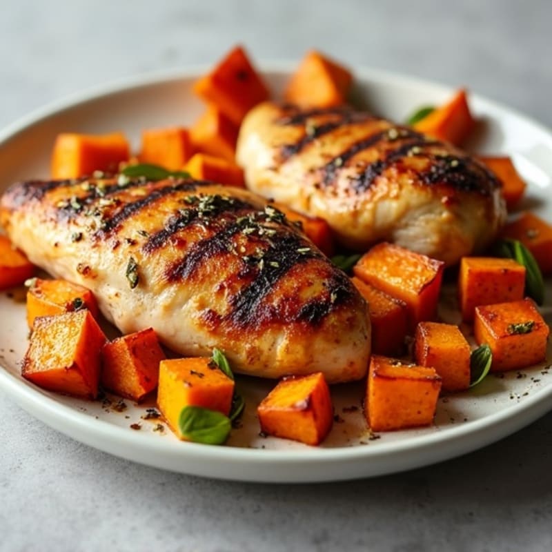 Sheet Pan Roasted Chicken and Crispy Sweet Potatoes