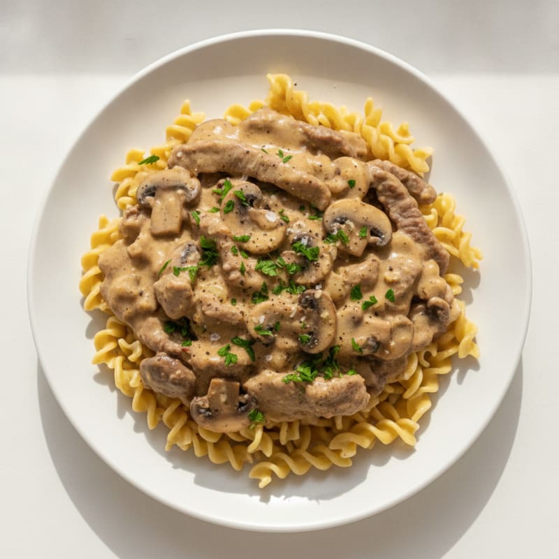 Classic Beef Stroganoff with Egg Noodles