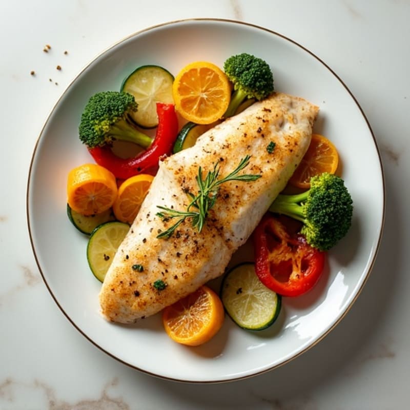 Herb-Spiced Baked Fish with Roasted Vegetables