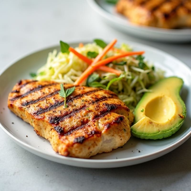 Grilled Chicken Breast with Crunchy Cabbage Slaw