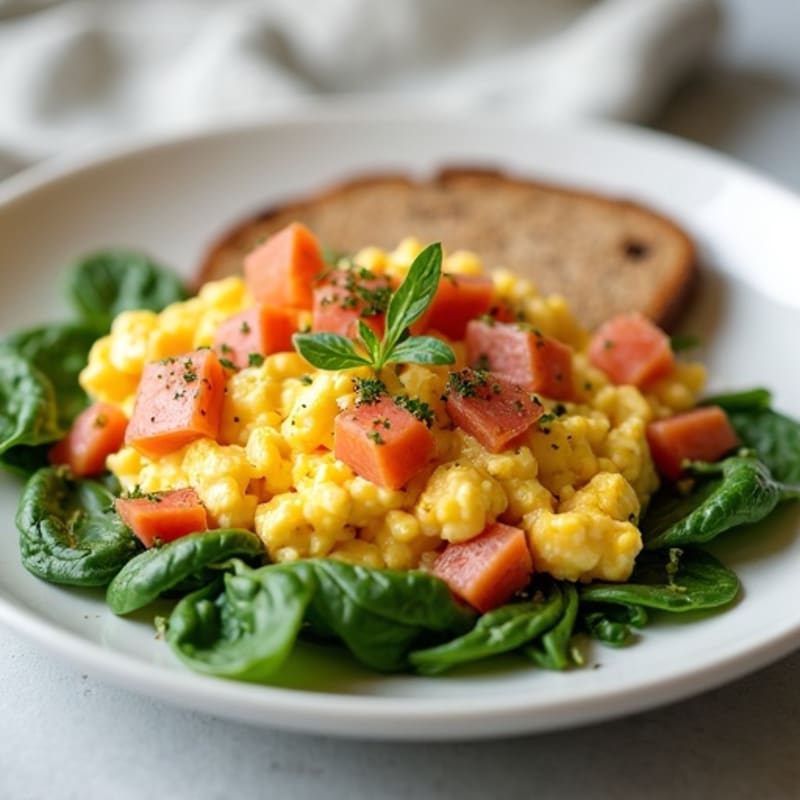 Egg White Scramble with Smoked Salmon and Spinach