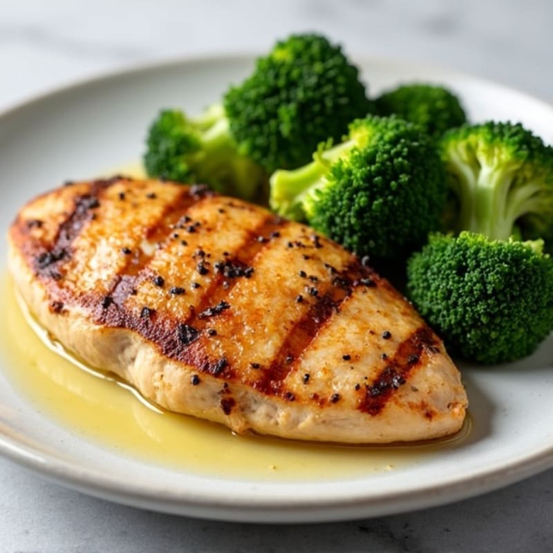 Grilled Chicken Breast with Roasted Sweet Potato and Steamed Broccoli