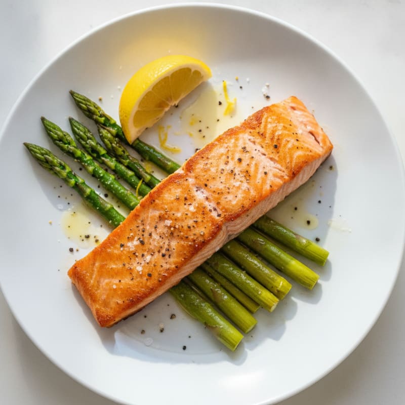 Pan-Seared Salmon with Roasted Asparagus