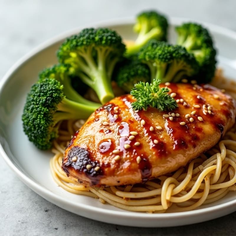 Sticky Sesame Ginger Chicken with Roasted Broccoli