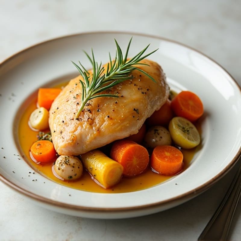 Tender Herb-Garlic Slow Cooker Chicken with Root Vegetables