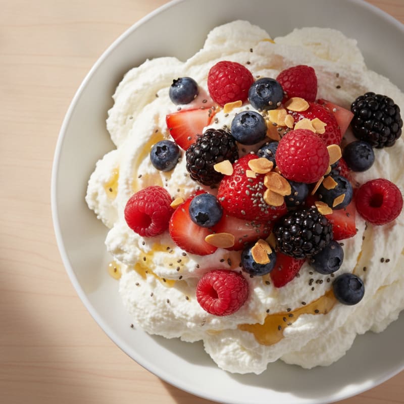 Greek Yogurt Protein Mousse with Mixed Berries