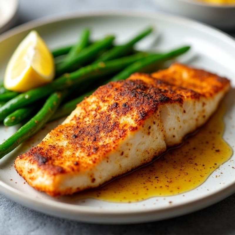 Crispy Cajun Blackened Catfish with Roasted Green Beans
