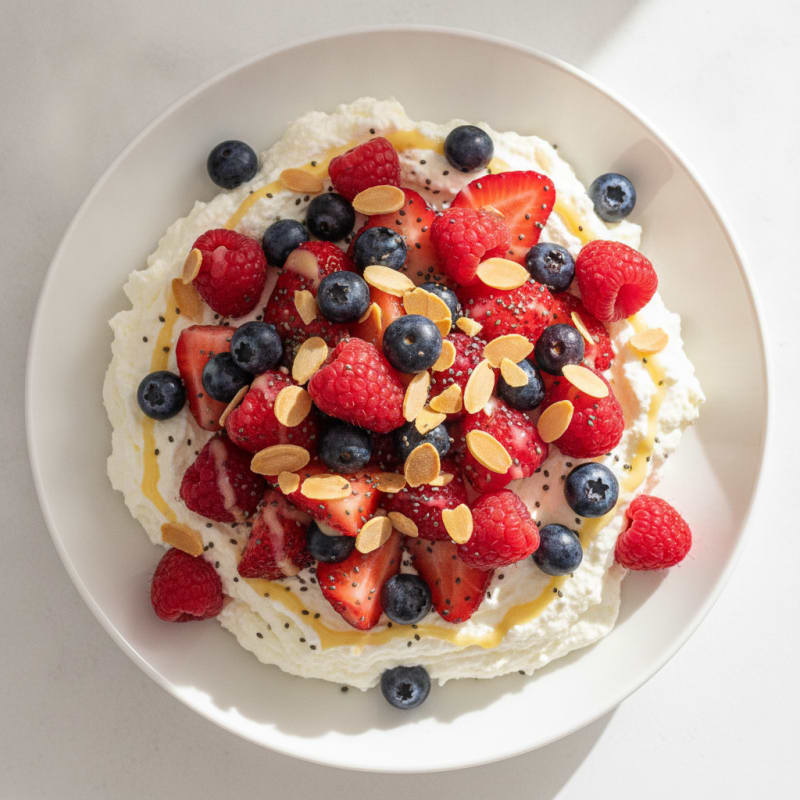 Silky Greek Yogurt Protein Mousse with Mixed Berries