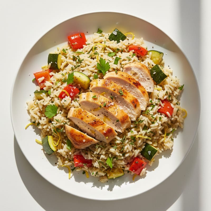 Lemon Herb Rice Pilaf with Roasted Vegetables