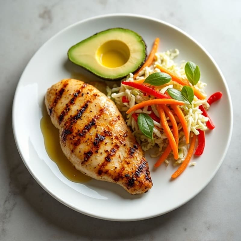 Grilled Chicken Breast with Crunchy Vegetable Slaw