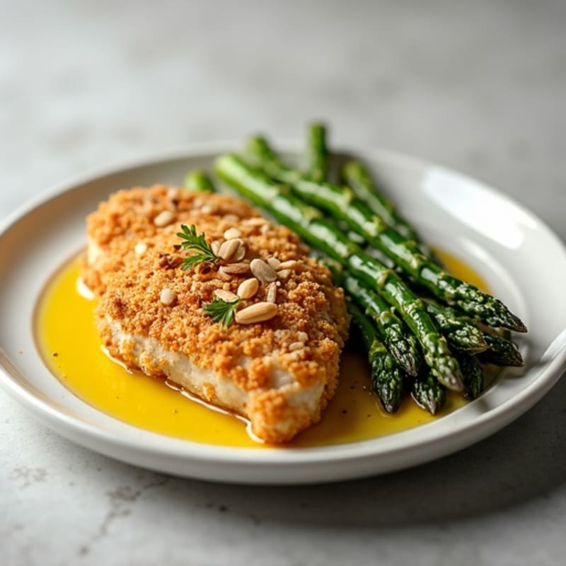 Crispy Almond-Crusted Chicken with Roasted Asparagus