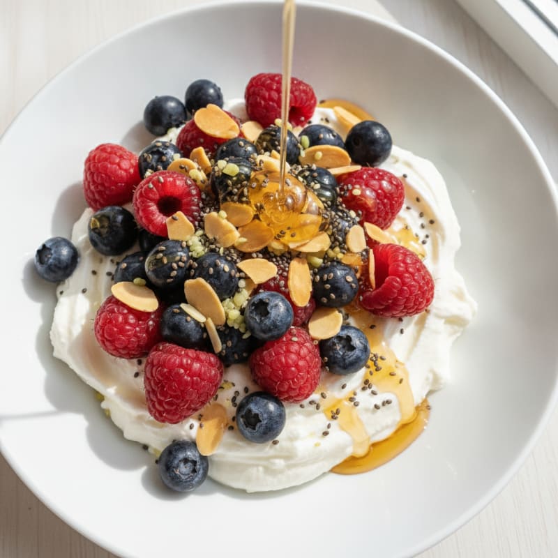 Silky Greek Yogurt Bowl with Mixed Berries and Chia Seeds