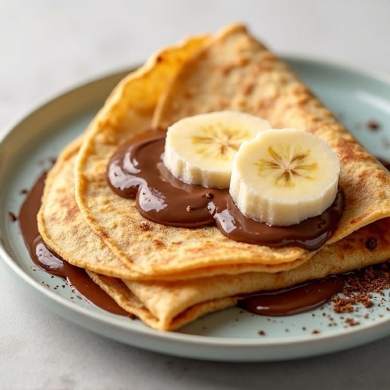 Fluffy Protein Crepes with Sliced Banana and Creamy Chocolate Hazelnut Filling
