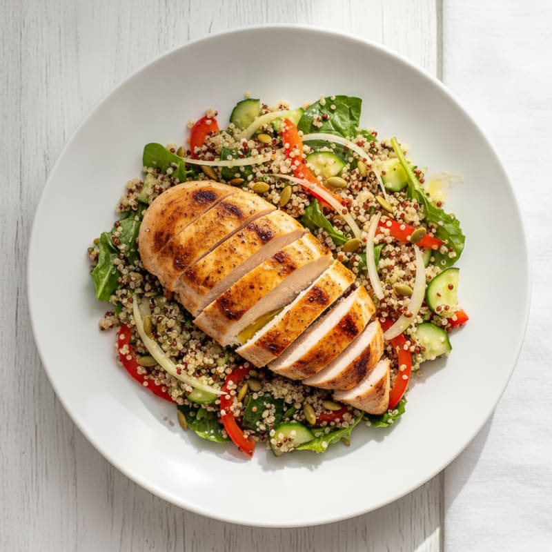 Grilled Chicken Breast with Crunchy Quinoa Salad