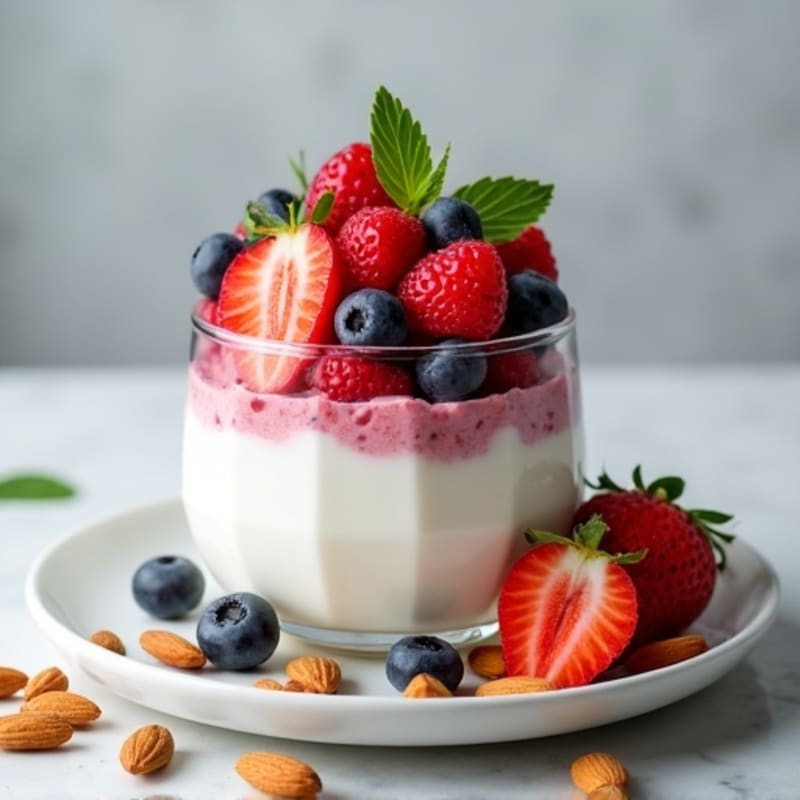 Greek Yogurt Protein Parfait with Mixed Berries and Almonds