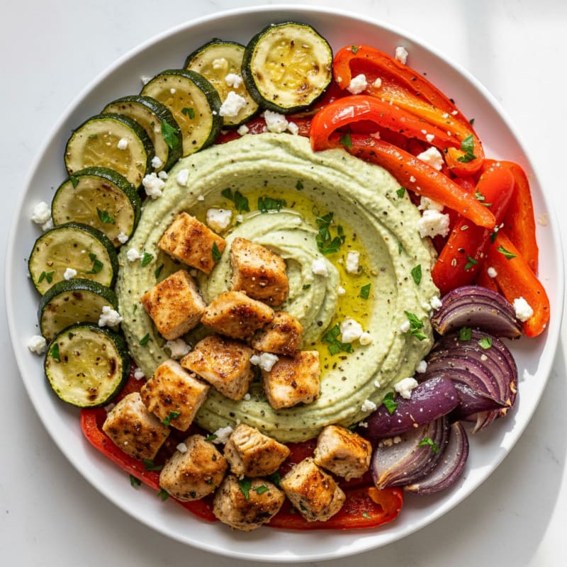 Herb Hummus Platter with Roasted Vegetables