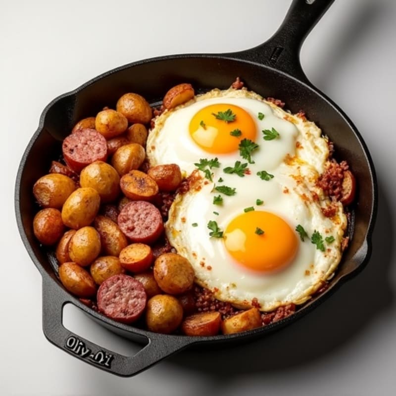 Savory Egg, Crispy Potato, and Lean Turkey Sausage Skillet