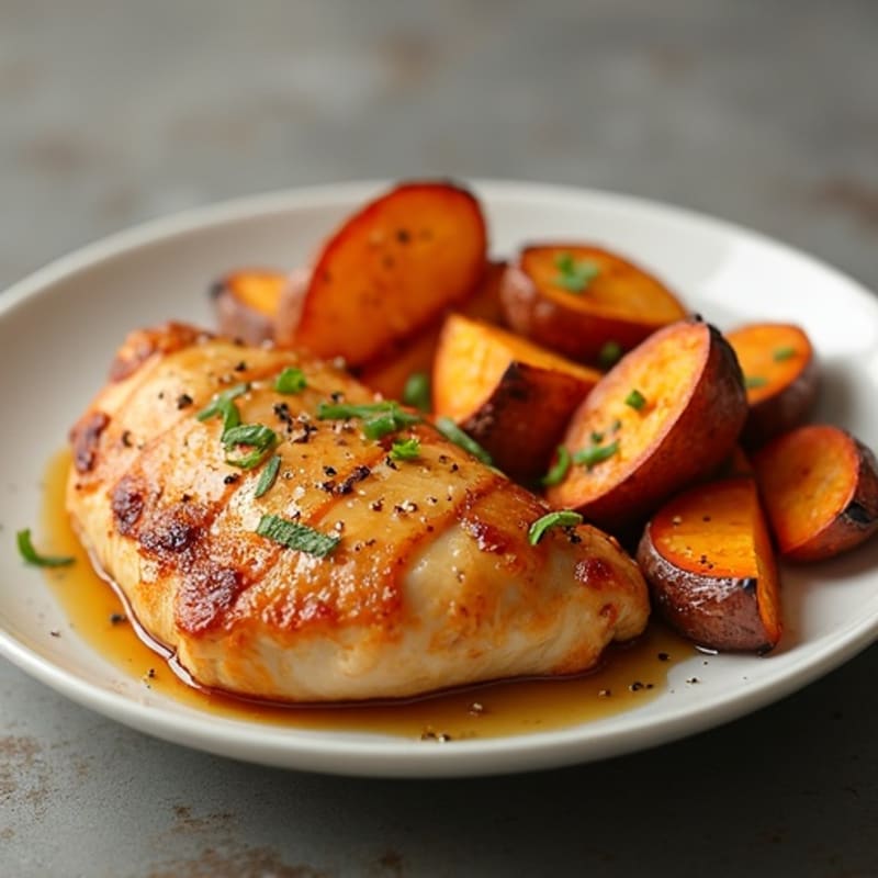 Honey-Garlic Chicken with Roasted Sweet Potato Wedges
