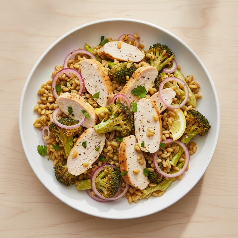 Tangy Chicken and Broccoli Farro Salad