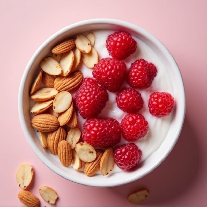 Creamy Raspberry Protein Bowl with Toasted Almonds