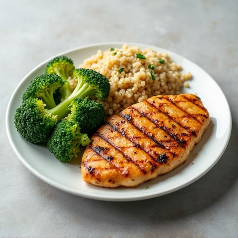 Grilled Chicken Breast with Quinoa and Steamed Broccoli